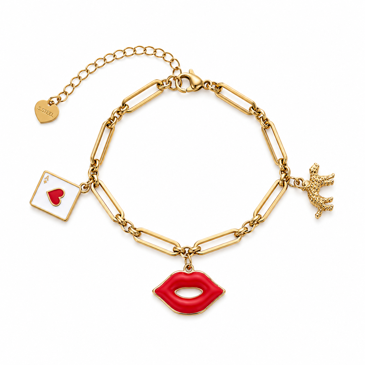 Red Kiss charm Bracelet