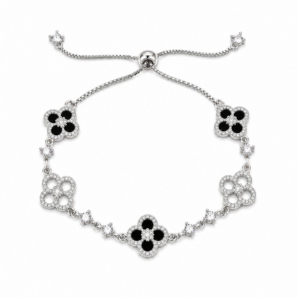 Black Bloom Bracelet zilver